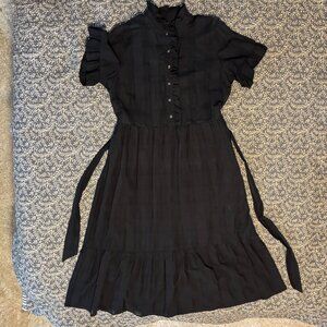 Who What Wear Ruffle Black Short Sleeve Dress Size L